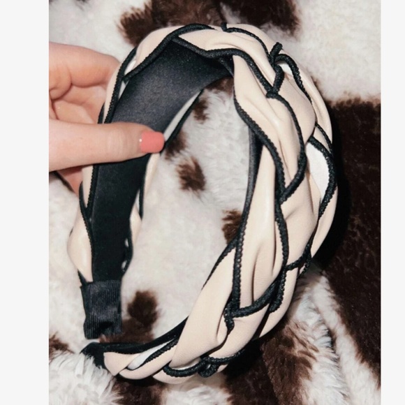 Vegan Leather Braided Wide Headband - Picture 3 of 5
